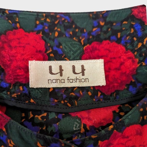 Vintage Floral Print Retro Silky Feel Blouse Size Small - Picture 3 of 5